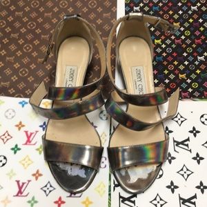 Jimmy Choo holographic wedges